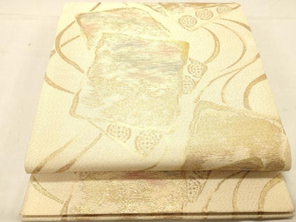 平和屋着物◎六通柄袋帯 貴藤つづれ 流水色紙文 金糸 正絹 逸品 DABB9357ya