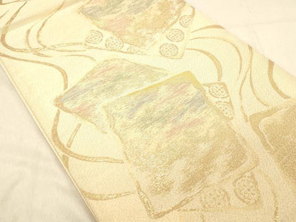 平和屋着物◎六通柄袋帯 貴藤つづれ 流水色紙文 金糸 正絹 逸品 DABB9357ya