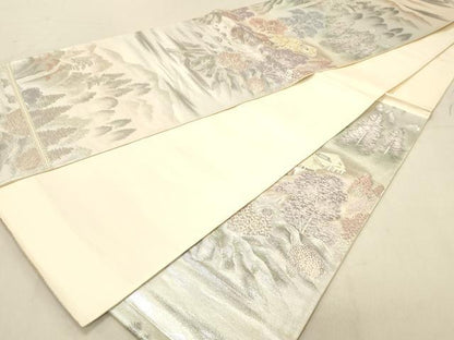 平和屋着物◎六通柄袋帯 上賀茂の里 プラチナ二重箔錦 正絹 逸品 DABB9369ya