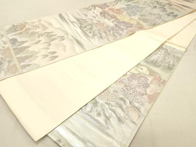 平和屋着物◎六通柄袋帯 上賀茂の里 プラチナ二重箔錦 正絹 逸品 DABB9369ya