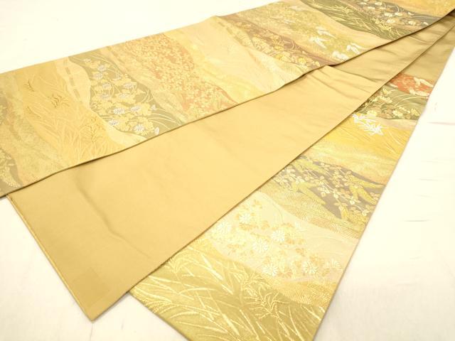 平和屋着物◎六通柄袋帯　草花文　金銀糸　正絹　逸品　DABB9394ya