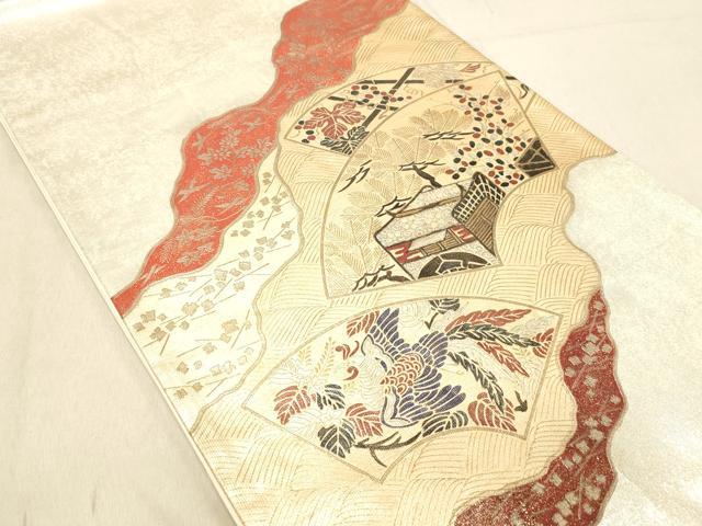 平和屋着物◎太鼓柄袋帯 鳳凰 道長地紙重ね花文 金彩 正絹 逸品 DABB9401ya