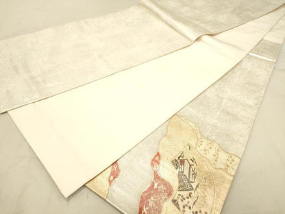 平和屋着物◎太鼓柄袋帯 鳳凰 道長地紙重ね花文 金彩 正絹 逸品 DABB9401ya
