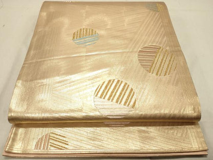 平和屋着物◎mila schon（ミラ・ショーン） 六通柄袋帯 丸文 金糸 正絹 逸品 DABB9407ya