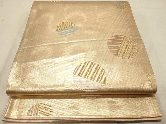 平和屋着物◎mila schon（ミラ・ショーン） 六通柄袋帯 丸文 金糸 正絹 逸品 DABB9407ya