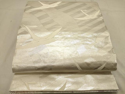 平和屋着物◎両面 六通柄袋帯 唐織 孔雀花文 金銀糸 正絹 逸品 DABB9442ya