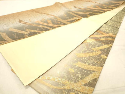 平和屋着物◎六通柄袋帯　桃山小袖　鬘帯花松文　金糸　正絹　逸品　DABB9518ya