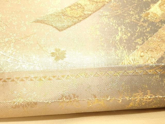 平和屋着物◎六通柄袋帯　桃山小袖　鬘帯花松文　金糸　正絹　逸品　DABB9518ya