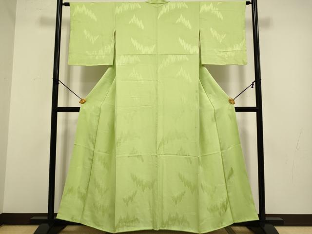 平和屋着物▼上質な色無地 樹林地紋 抹茶色 正絹 逸品 DABB9537du