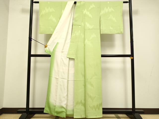 平和屋着物▼上質な色無地 樹林地紋 抹茶色 正絹 逸品 DABB9537du