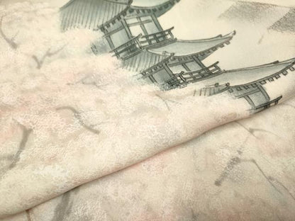 平和屋着物▼日展作家 寺島節朗 訪問着 手描き 瓦風景文 正絹 逸品 DABB9547du