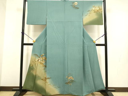 平和屋着物▼訪問着 螺鈿 花松文 暈し染め 金彩 やまと誂製 正絹 逸品 DABB9599du