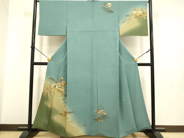平和屋着物▼訪問着 螺鈿 花松文 暈し染め 金彩 やまと誂製 正絹 逸品 DABB9599du