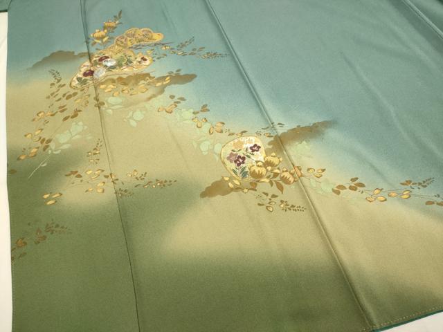 平和屋着物▼訪問着 螺鈿 花松文 暈し染め 金彩 やまと誂製 正絹 逸品 DABB9599du