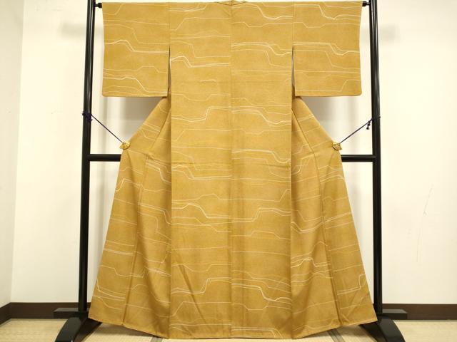 平和屋着物■上質な小紋 たたき染め 変わり横段文 正絹 逸品 DABB9631du