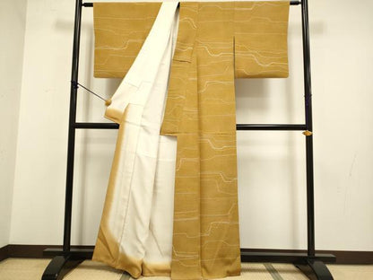 平和屋着物■上質な小紋 たたき染め 変わり横段文 正絹 逸品 DABB9631du