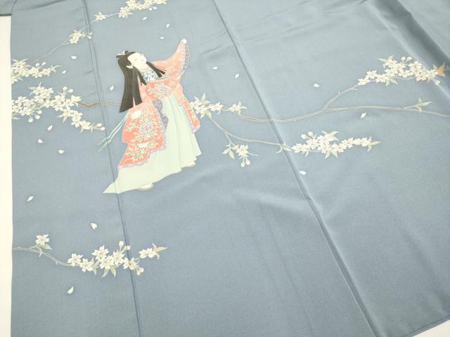 平和屋着物●豪華色留袖　友禅　作家物　童子　枝桜文　花の幸　正絹　逸品　DABB9643du