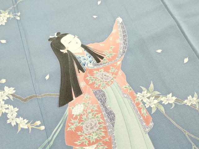 平和屋着物●豪華色留袖　友禅　作家物　童子　枝桜文　花の幸　正絹　逸品　DABB9643du