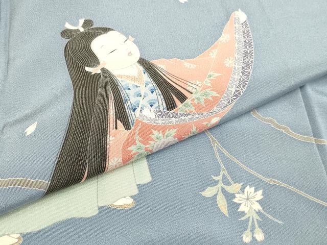 平和屋着物●豪華色留袖　友禅　作家物　童子　枝桜文　花の幸　正絹　逸品　DABB9643du