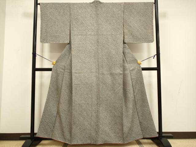 平和屋着物●大変加工の良い総絞り小紋　黒地　正絹　逸品　DABB9644du