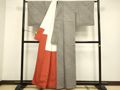 平和屋着物●大変加工の良い総絞り小紋　黒地　正絹　逸品　DABB9644du