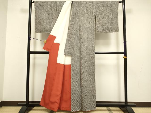 平和屋着物●大変加工の良い総絞り小紋　黒地　正絹　逸品　DABB9644du