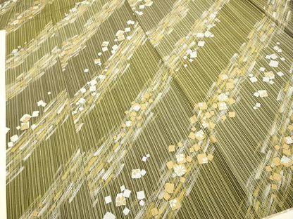 平和屋着物●世界的友禅作家　千地泰弘　小紋　箔散らし花文　金銀彩　反端付き 　正絹　逸品　DABB9648du