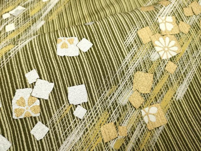 平和屋着物●世界的友禅作家　千地泰弘　小紋　箔散らし花文　金銀彩　反端付き 　正絹　逸品　DABB9648du