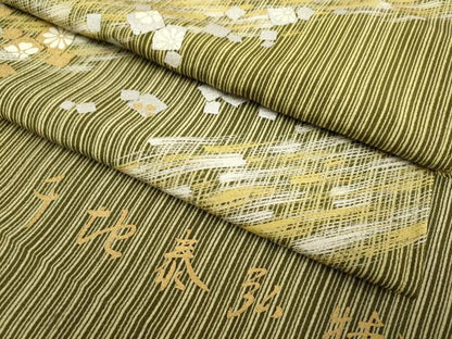 平和屋着物●世界的友禅作家　千地泰弘　小紋　箔散らし花文　金銀彩　反端付き 　正絹　逸品　DABB9648du