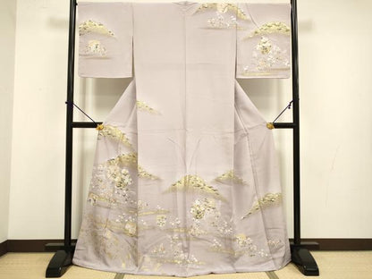 平和屋着物●訪問着 駒刺繍 草花文 暈し染め 金彩 正絹 逸品 未使用 DABB9649du