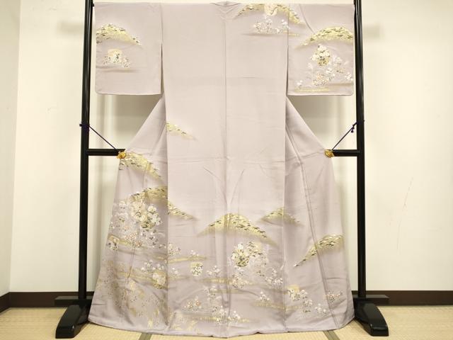 平和屋着物●訪問着 駒刺繍 草花文 暈し染め 金彩 正絹 逸品 未使用 DABB9649du