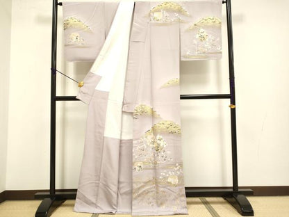 平和屋着物●訪問着 駒刺繍 草花文 暈し染め 金彩 正絹 逸品 未使用 DABB9649du