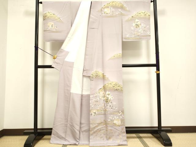平和屋着物●訪問着 駒刺繍 草花文 暈し染め 金彩 正絹 逸品 未使用 DABB9649du