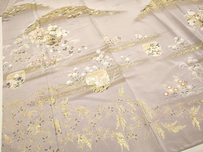 平和屋着物●訪問着 駒刺繍 草花文 暈し染め 金彩 正絹 逸品 未使用 DABB9649du