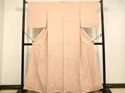 平和屋着物●上質な色無地 花唐草地紋 ときがら茶色 正絹 逸品 DABB9650du