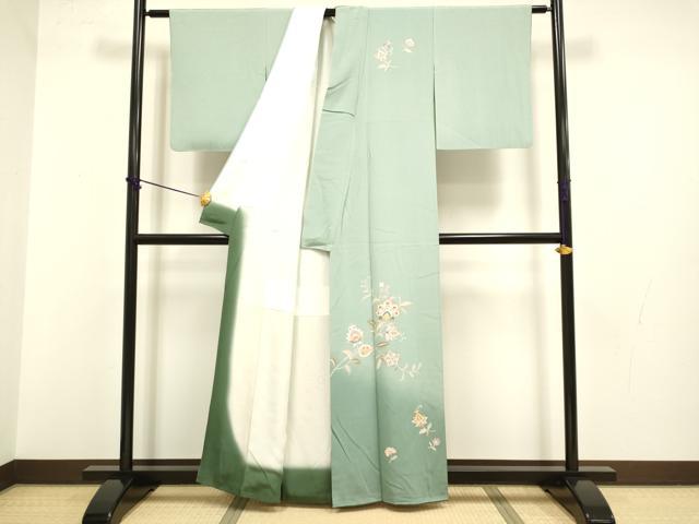 平和屋着物●訪問着　更紗花文　暈し染め　金彩　正絹　逸品　DABB9655du