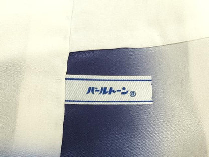 平和屋着物●上質な色無地　ふくれ織　霞地紋　鉄紺色　正絹　逸品　DABB9656du