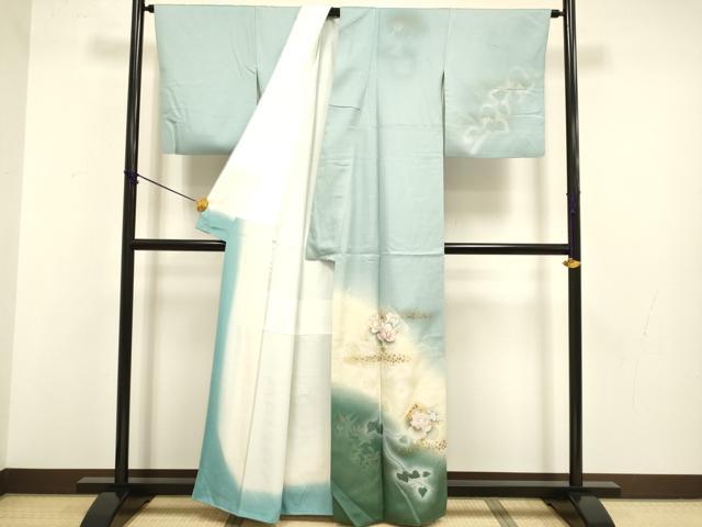 平和屋着物●訪問着　色紙花文　暈し染め　金彩　正絹　逸品　DABB9657du