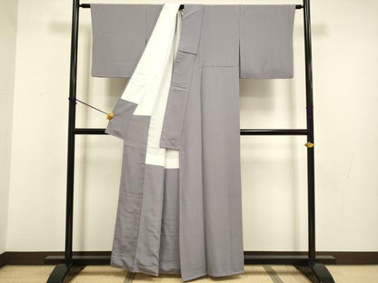 平和屋着物●上質な色無地　源氏鼠色　正絹　逸品　DABB9660du
