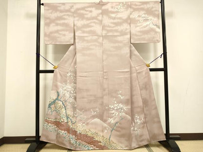 平和屋着物●訪問着　枝花文　暈し染め　金彩　正絹　逸品　DABB9664du