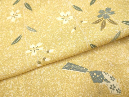 平和屋着物●訪問着　エ霞雪芝花蝶文　暈し染め　金彩　金通し地　正絹　逸品　DABB9665du