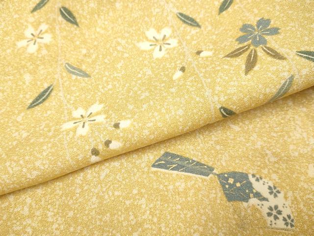 平和屋着物●訪問着　エ霞雪芝花蝶文　暈し染め　金彩　金通し地　正絹　逸品　DABB9665du