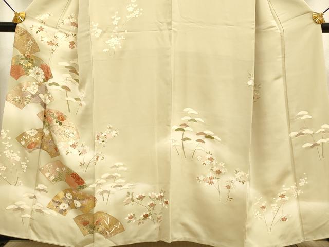平和屋着物●訪問着　駒刺繍　地紙花文　暈し染め　金彩　正絹　逸品　DABB9668du