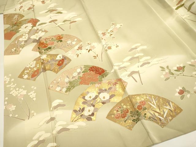 平和屋着物●訪問着　駒刺繍　地紙花文　暈し染め　金彩　正絹　逸品　DABB9668du