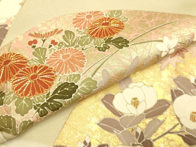平和屋着物●訪問着　駒刺繍　地紙花文　暈し染め　金彩　正絹　逸品　DABB9668du