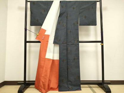 平和屋着物●本場大島紬　9マルキ　草花文　株式会社たかし謹製　証紙付き　正絹　逸品　DABB9672du