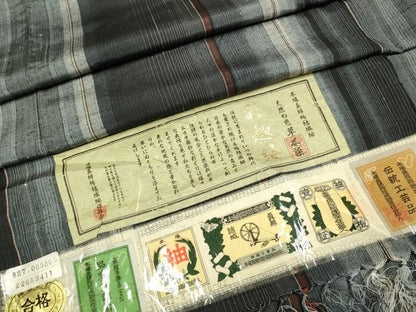 平和屋着物●本場真綿結城紬　彩趣紬　縞　証紙付き　正絹　逸品　DABB9673du