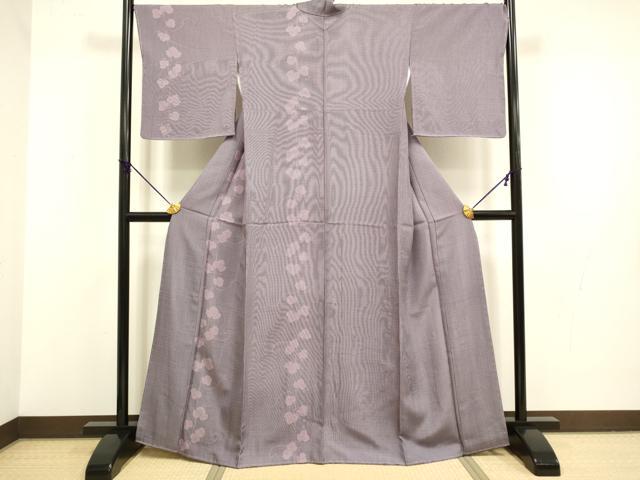 平和屋着物●訪問着　江戸小紋　唐草間道　万筋　似せ紫色×源氏紫　正絹　逸品　DABB9676du