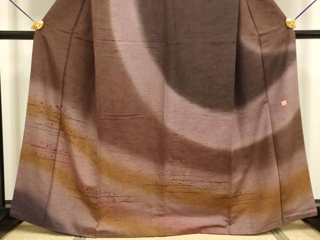 平和屋着物●訪問着　作家物　紬地　鱗霞文　正絹　逸品　DABB9677du