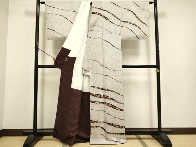 平和屋着物●訪問着　駒刺繍　絞り　松文　金糸　ますいわ屋扱い　正絹　逸品　DABB9680du